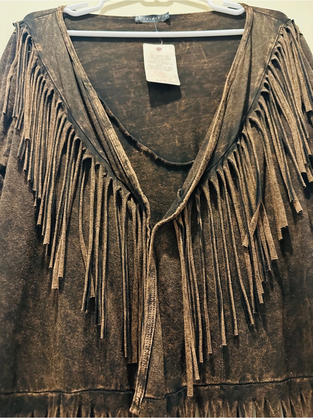NwT T-Party Women Long Sleeve Brown Fringe Crop Cardigan M Cowgirl Boho Western - Picture 4 of 9